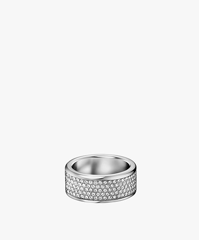 Calvin Klein Brede Hook Ring Kristal - Witte Swarovski