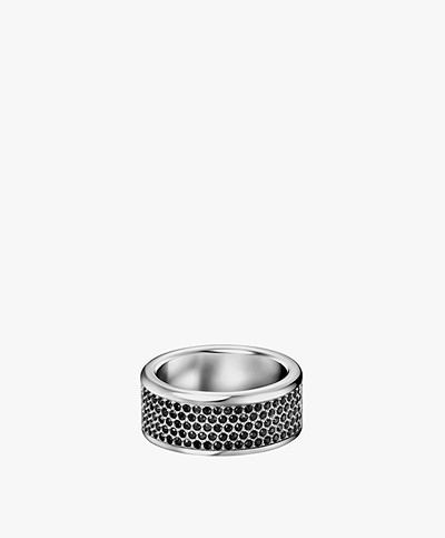 Calvin Klein Brede Hook Ring Kristal - Zwart Swarovski