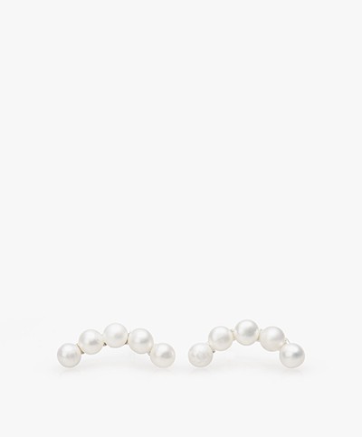 Susanne Friis Bjørner 5-Pearl Earrings - Silver/Freshwater Pearl