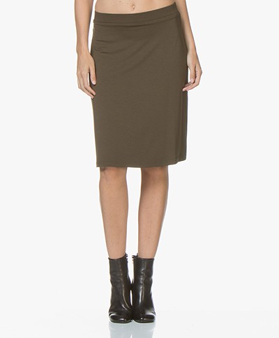 LaSalle Lyocell Jersey Skirt - Khaki Green