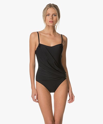 Calvin Klein Classic Wrap Swimsuit - Black