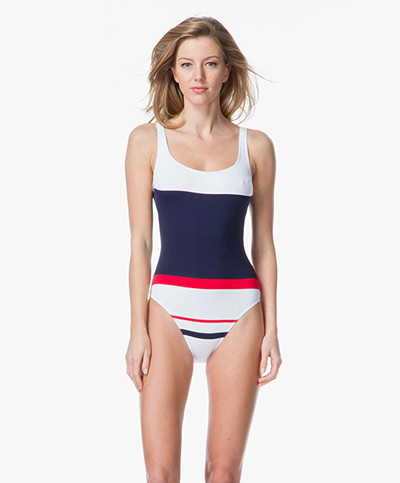 Lahco Striped Swimsuit -Navy/Wit/Red