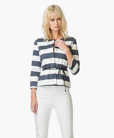 Kyra & Ko Debora Striped Jacket - Grey/Off-white