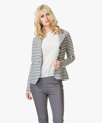 Kyra & Ko Vera Striped Blazer - Grey/Off-white
