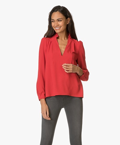 Ba&sh Mathys Blouse with Frill Detail - Red