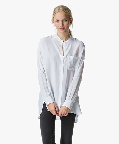 Equipment Melodie Long Silk Tunic Blouse - Bright White