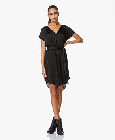 Velvet Brie Viscosemix Tunic Dress - Black