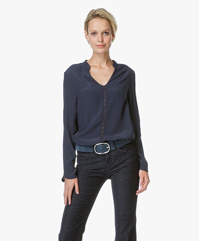 Indi & Cold Open-Worked Blouse - Marino