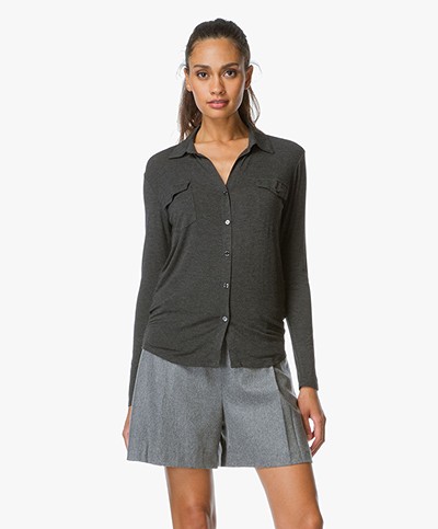 Majestic Jersey Blouse - Anthracite Chiné