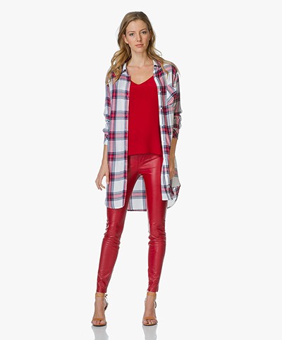 Rails Checked Tunic Blouse Bianca - White/Red/Navy