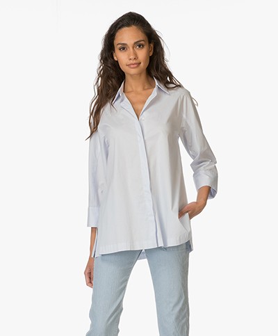 Repeat Cotton A-line Blouse - Water
