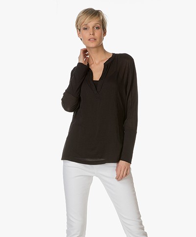 BRAEZ Breezy Blouse in Cotton and Viscose - Black