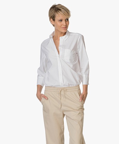 BY-BAR Zoe Popeline Cropped Sleeved Blouse - White 