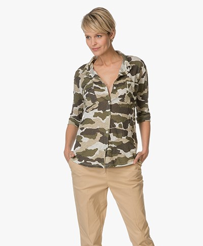 Majestic Linen Camouflage Blouse - Khaki