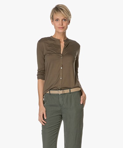 Majestic Zijde Jersey Blouse - Militaire