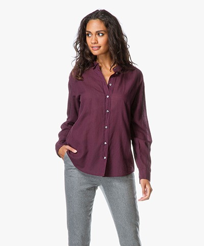 Closed Cotton Voile Blouse with Cashmere - Pinot Noir