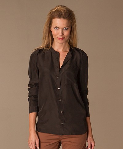 Closed Washed-Silk Shirt - Earth Brown