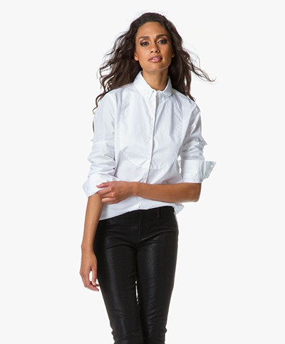 Denham Premier Pleat Cotton Shirt - Bright White