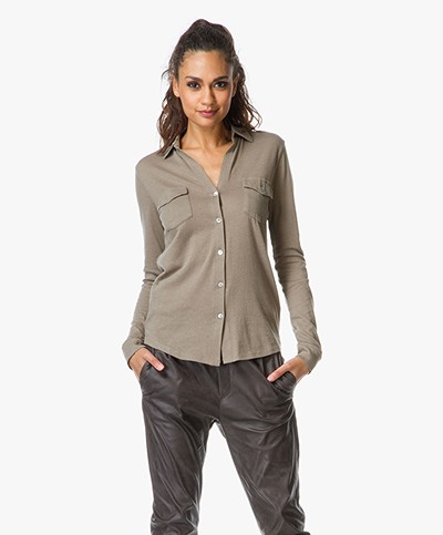 Majestic Jersey Blouse in Cotton/Cashmere Blend - Cigare