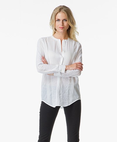 Theory Meshion Blouse in Cotton Lawn - White