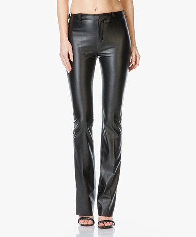 Drykorn Whip Faux Leather Flared Trousers - Black