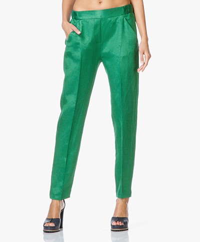 MM6 Linen Pants with Elasticated Waistband - Green