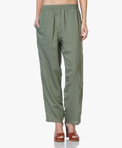 MM6 Woven Pants with Wide-legs - Lake Green 