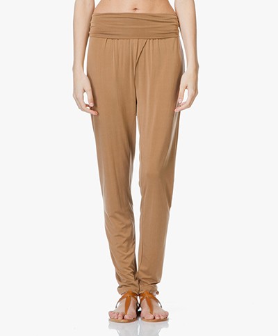 No Man's Land Relaxed Matt Cupro Trousers - Maple Syrup