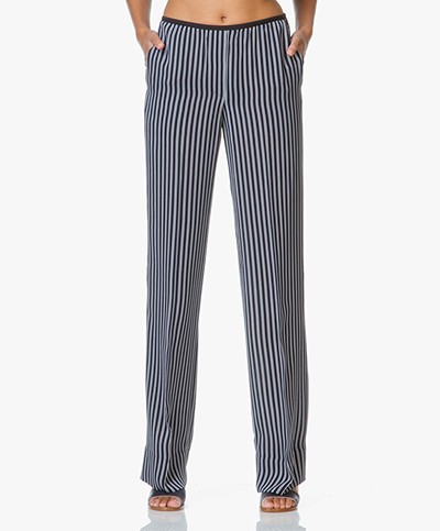 Theory Striped Pull-On Pants - Navy/Ivoor