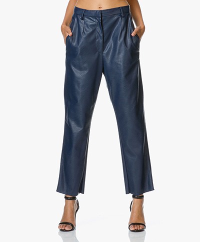 MM6 Cropped Faux Leather Pants - Indigo Blue
