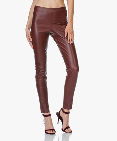 Theory Adbelle Slim-fit Leather Pants - Garnet