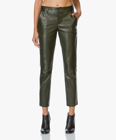 Áeron Skinny Leather Pants - Olive Green