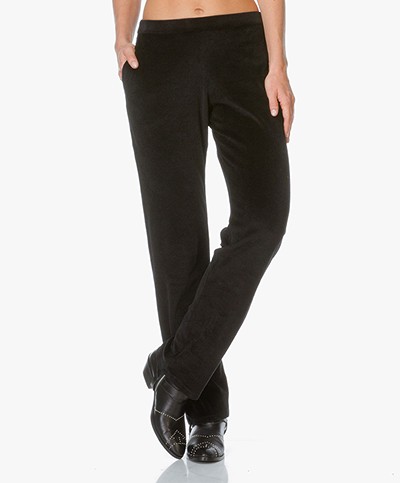 Majestic Velvet Jersey Sweatpants - Black