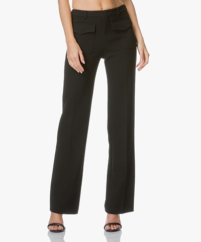 Ba&sh Delal Trousers in Structured Twill Weave - Black