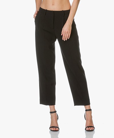 Theory Pleated Front Pants Straconi in Crepe - Black