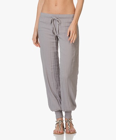 BRAEZ Harem Pants in Cotton and Viscose - Stone