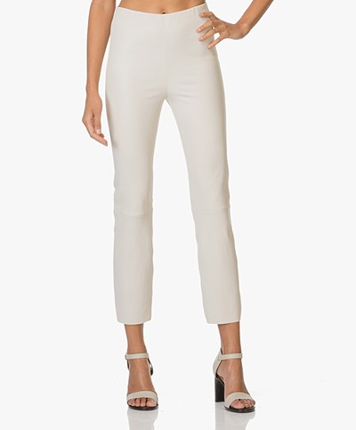 By Malene Birger Cropped Leather Pants Florentina - Linen
