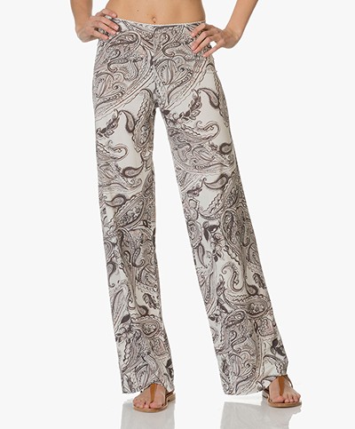no man's land Wide Trousers with Paisley Print - Asphalt 