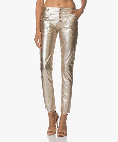 Ba&sh Metallic Leather Pants Yuca - Gold
