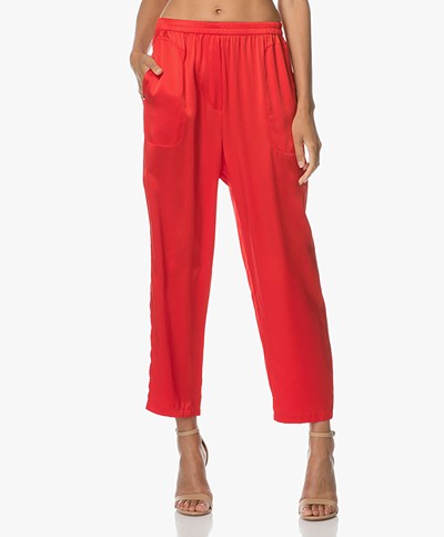 extreme cashmere N°48 Pygama Pants in Silk - Lipstick