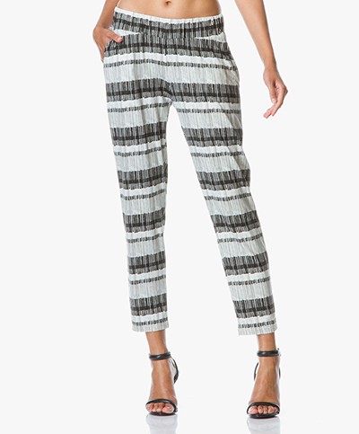 Baukjen Norwood Pants with Stripe Print - Grey/Black/Off-white