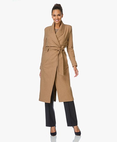 Drykorn Parsons Wool Blend Trench Coat - Camel