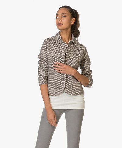 Kyra & Ko Charlotte Jacquard Jersey Jacket - Grey/White