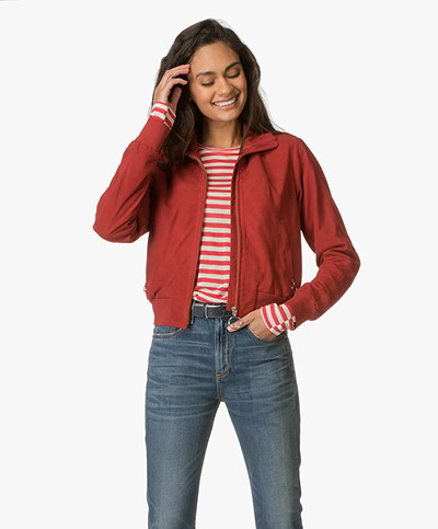 Drykorn Harrow Suede Leather Jacket - Red