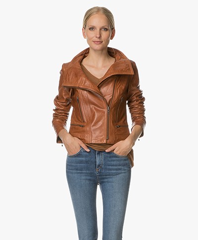 Drykorn Mold Leather Jacket - Rust