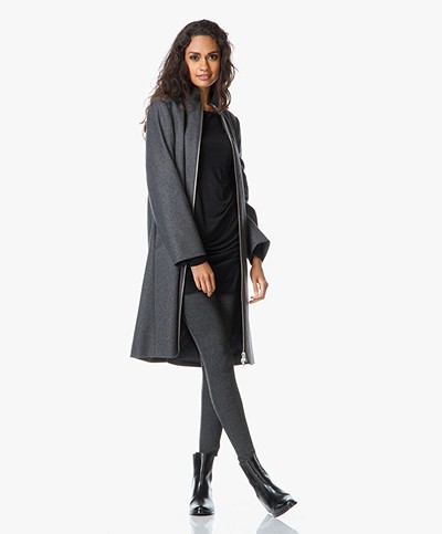MM6 Wool A-line Coat - Dark Grey Melange