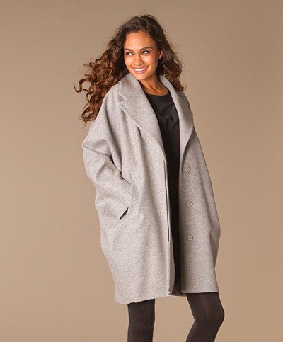 MM6 Oversized Cocoon Coat - Grey Melange
