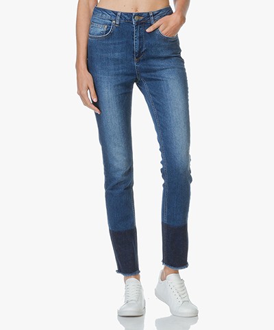 Anine Bing Jeans with Hem Detail - Blue 