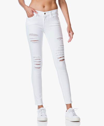 Frame Le Skinny de Jeanne Distressed Jeans - Le Color Rip Blanc