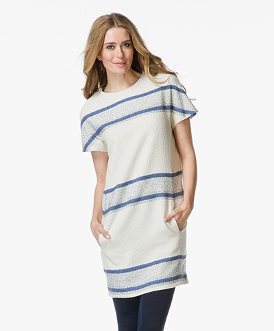 Closed Boucle Dress with Stripes - Blanched